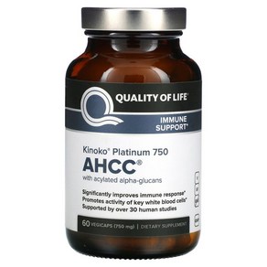 Quality of Life Labs 키노코 플래티넘 AHCC 750mg 30베지캡슐, 1개, 60정