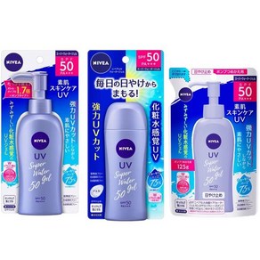 NIVEA 자외선차단 니베아 슈퍼 워터젤 선크림 SPF50 PA+++ 펌프 타입 140g + 휴대용 타입 80g + 리필 125g /총3개 세트, 단품, 1개