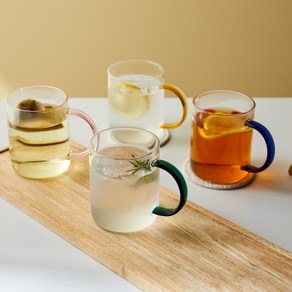 [모던하우스 인천점] 에브리데이 내열 컬러 손잡이 유리잔 4P 430ml -[GA0125001], 이미지참조, 1세트