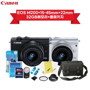 캐논정품 EOS M200+15-45mm kit/32GB메모리 풀패키지, 블랙, 15-45mm/32GB메모리+풀패키지