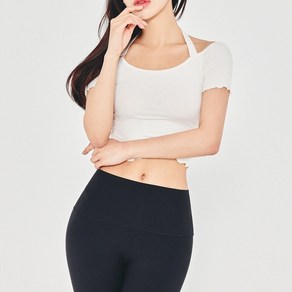 뮤즈마인플리에 홀터 숏 슬리브 아이보리 요가복 필라테스 상의 헬스 테니스 홈트 발레 등산