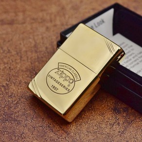 정품 미국 ZIPPO 황동 1937 플랫 헤드 머신 클래식 로고 Zibao 등유 라이터