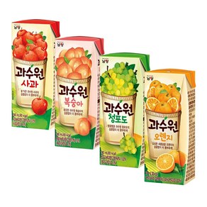 남양 과수원혼합 사과(6)+복숭아(6)+청포도(6)+오렌지(6)190ml x 24팩(박스안심포장), 1세트, 190ml