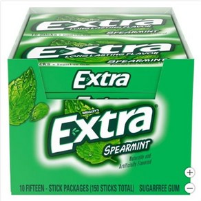 Exta 엑스트라 스피어민트 슈가프리 껌 15개입 * 10팩, 1개, 4.1g