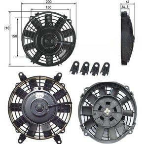 자동차 에어컨 전자팬 물탱크 냉각팬 배기 냉각 초박형 24V 12V, 02. 6인치(B형) 12V