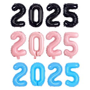 2025 숫자은박풍선 골드 실버 로즈골드 핑크 블루 블랙 크리스마스 파티풍선세트, 1개, 2025블루