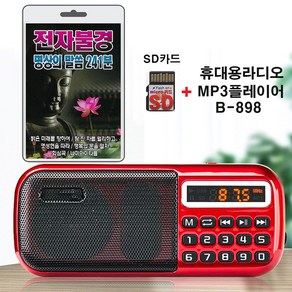 휴대용라디오 B-898 + SD/TF카드 전자불경 명상의 말씀 241분 효도라디오 mp3 밝은미래를향해 옛성현을따라 행복의문을열자 불교