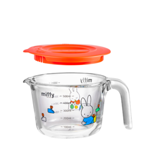 [EJIRY] 에지리x미피 내열유리 계량컵 M 500ml (+뚜껑), 1개, 투명