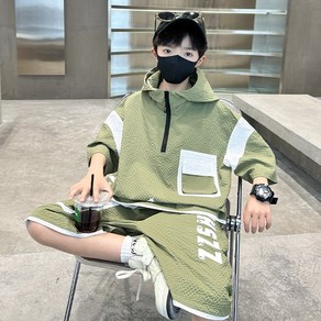 비비키드 벤 남아 여름 ZZSHU 앞포켓 상하복 세트 초중생 반팔티 초등생 반바지 세트 (25011)