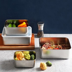 [소량재고 할인] 스텐 사각 밀폐용기 냉장 냉동 보관 반찬통, 2000ml, 1개