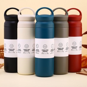 바인츠 손잡이 보온병 스테인레스 보냉 물병 이중 텀블러, 1개, 350ml, 아이보리