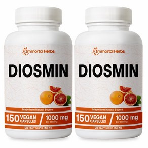 Immotal Hebs퓨어 디오스민 콤플렉스 베인 서포트 1000mg 디오스민 캡슐 150개 시트러스 바이오플라보노이드 풍부 과일 추출물 75일 공급 100% 채식 비, 1개, 300정