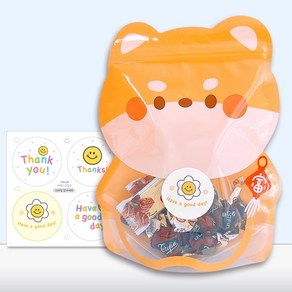 [꼬모멜로소] 캐릭터 지퍼백 포장 파우치 세트 간식 선물 답례품 포장봉투, 1세트, 30개, 시바군세트