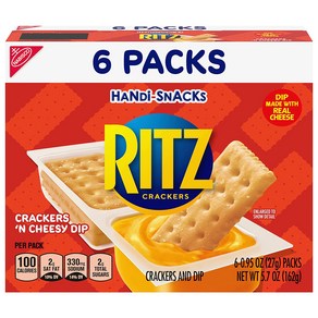 [미국직배송]리츠 핸디-스낵스 크래커 앤 치즈 딥 (6개입x27g) RITZ Handi-Snacks Cackes and Cheese Dip 6ct, 162g, 1개