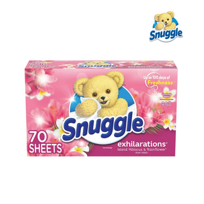 [Snuggle] 스너글 건조기시트 히비스커스 & 레인플라워 향기 70매 Snuggle Exhilaations Fabic Softene Dye Sheets, 1개
