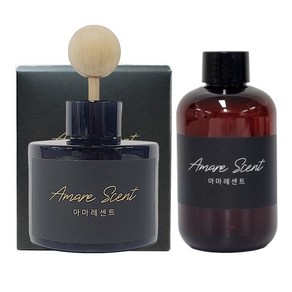 아마레센트 블랙 차량용 디퓨저 본품 120ml + 리필액 200ml, 아카시아, 1세트