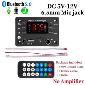 핸즈프리 블루투스 MP3 디코더 보드 DIY 오디오 홈 디지털 마이크 USB TF FM 라디오 자동차 스피커용 2, 11) No Amp DC 5V12V, 없음