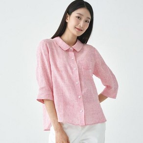 지센 여성 스탠카라 린넨 7부 셔츠형 블라우스 GKDHOE833_2컬러 389396