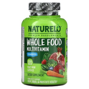 NATURELO Whole Food 50세 이상 남성용 종합비타민 베지 캡슐 120정