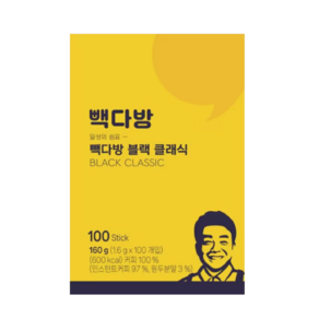 빽다방 블랙 클래식 커피, 1세트, 100개입, 1.6g