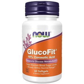 나우푸드 GlucoFit 18% 코로솔산 함유 글루코스 신진 대사 지원 60 소프트젤