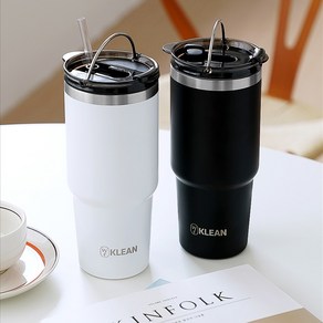 위클린 2in1 빨대품은 텀블러 600ml 750ml 900ml 세척솔+연결고리증정, 블랙, 1개