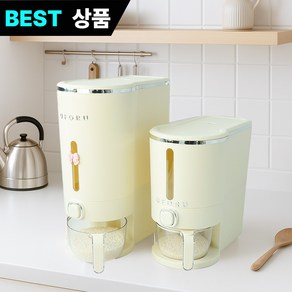 마켓플러스 에랄도 원터치 밀폐 방습 쌀통 10kg, 1개, 크림색