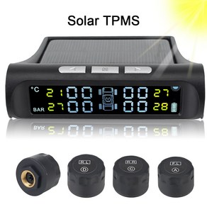 타이어공기압센서 측정기 디지털 LCD 디스플레이 타이어 진단 키트 태양열 TPMS 압력 모니터링 시스템 4 개의 외부 센서 범용, 1개