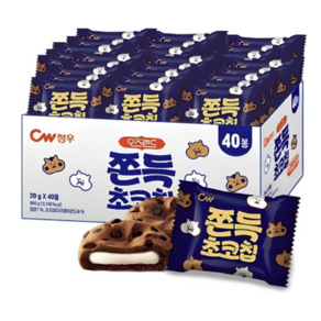 청우 쫀득초코칩 대용량 쿠키 40개(개별포장), 800g, 1개