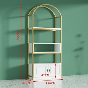 골드 금장 아치형 이발소 제품 진열장 선반 디스플레이, F.120사이즈골드프레임스트랩캐비닛