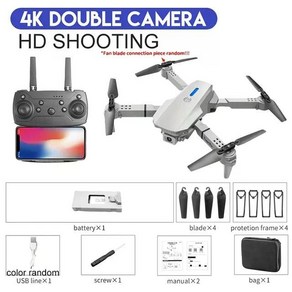 2024 E88Po 고성능드론 전문가용 4K 듀얼카메라, White 4K Dual Camea