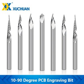 PCB 조각 비트 3 175mm 생크 V 모양 10 90 도 카바이드 CNC 라우터 팁 0 1 2 3mm 3D 밀링 커터, 2)3.175mmx90Dx0.1, 1개