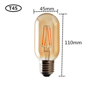 LED 에디슨 필라멘트 라이트 레트로 전구 레스토랑 침실 조광기 브라운 골든 T45 G80 G95 G125 4W 8W 2700K E27 AC 220V 110V, [07] T45 220V, [02] 6W, [01] 그렇습니다, 1개