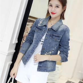 JXKB 여자 청자켓 봄 가을 데님 자켓 자수 스판 상의 women denim jacket JX0967