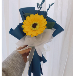 효정Flowe 비누꽃 장미한송이 해바라기한송이 꽃다발, 해바라기