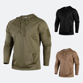 [밀리브로] 컴포트 풀오버 USA Fit 후드티 카키 - 간부 군인 군대 등산복 머슬핏 전술용 아웃도어 등산 운동 기능성