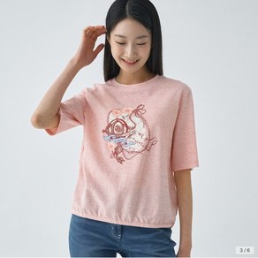 [지센] 파격할인 여성 밑단 밴딩 꽃프린트 라운드 5부티셔츠(색상2종)
