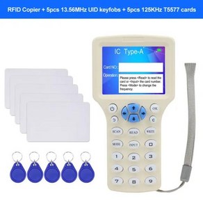 10 주파수 NFC 스마트 카드 리더 라이터 RFID 복사기 125KHz 13.56MHz USB Fob 프로그래머 암호화 키 카드 UID 복사, 2) RFID Copie Key Cad, 1개