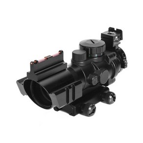 스코프 도트사이트 4x32mm acog 광학 라이플 레드 그린 블루 트리플 조명 섬유 시력 사냥 액세서리 picatinny 레일 마운트 341, 레티클, 1개