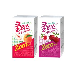 동원 쿨피스 제로 복숭아 + 자두 반반팩 140ml 24개 박스안심포장 과즙음료팩, 190ml