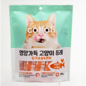 콜리올리 영양가득 고양이 퓨레(닭가슴살&연어) (10Gx20P), 10g, 닭+연어, 1개