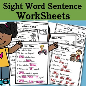 Sight Word Sentence 문장 읽기 및 쓰기 단어 보기 시 워크시트