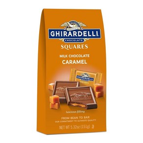 GHIRARDELLI 캐러멜 충전재가 있는 밀크 초콜릿 스퀘어 150.8g5.3온스 백 200993, 1개, 151g