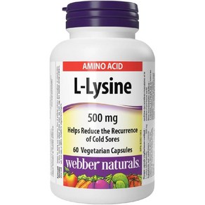 (캐나다 직송) 웨버내추럴스 L-라이신 500mg 60정 Webbe Natuals L-Lysine, 3개