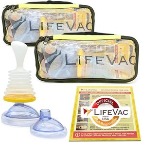 LifeVac 초크 질식 장치 휴대용 여행용 가정용 차량용 쵸깅 초킹 정품 Yellow Tavel Kit 2 Pack - 흡입 구조 및 성인용 구급 상자 기도