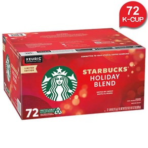 Stabucks K-Cup Coffee Holiday Blend 스타벅스 큐리그 캡슐커피 홀리데이 블렌드 29.2oz(828g), 828g, 1개, 72개입