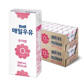 매일우유 무지방 0% 멸균우유, 200ml, 48개