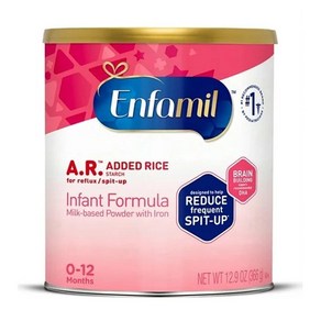 엔파밀 분유 A.R 에디드 라이스 인펀트 포뮬라 366g 1팩 Enfamil A.R. Infant Fomula Reduces Reflux, 1개