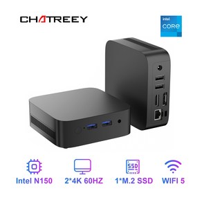 T10 마이크로 PC 인텔 트윈 레이크 N150 Chateey 윈도우 11 프로 초소형 포켓 컴퓨터 듀얼 SSD 4K 60Hz RGB 출력, WIN11 Po, Black, 1TB, T10 N150, 16GB
