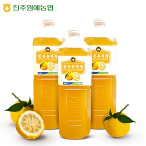 [진주원예맑은 유자청 1000ml x3병, 1L, 3개